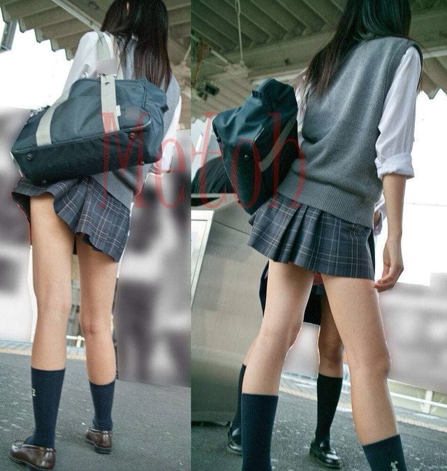 街撮りJKエロ画像｜通学中女子高生の制服ミニスカートから出てる太ももがエロ過ぎ！